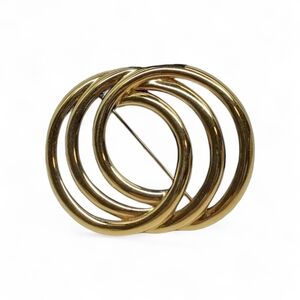 Monet Vintage Signed Triple Loop Gold Brooch
